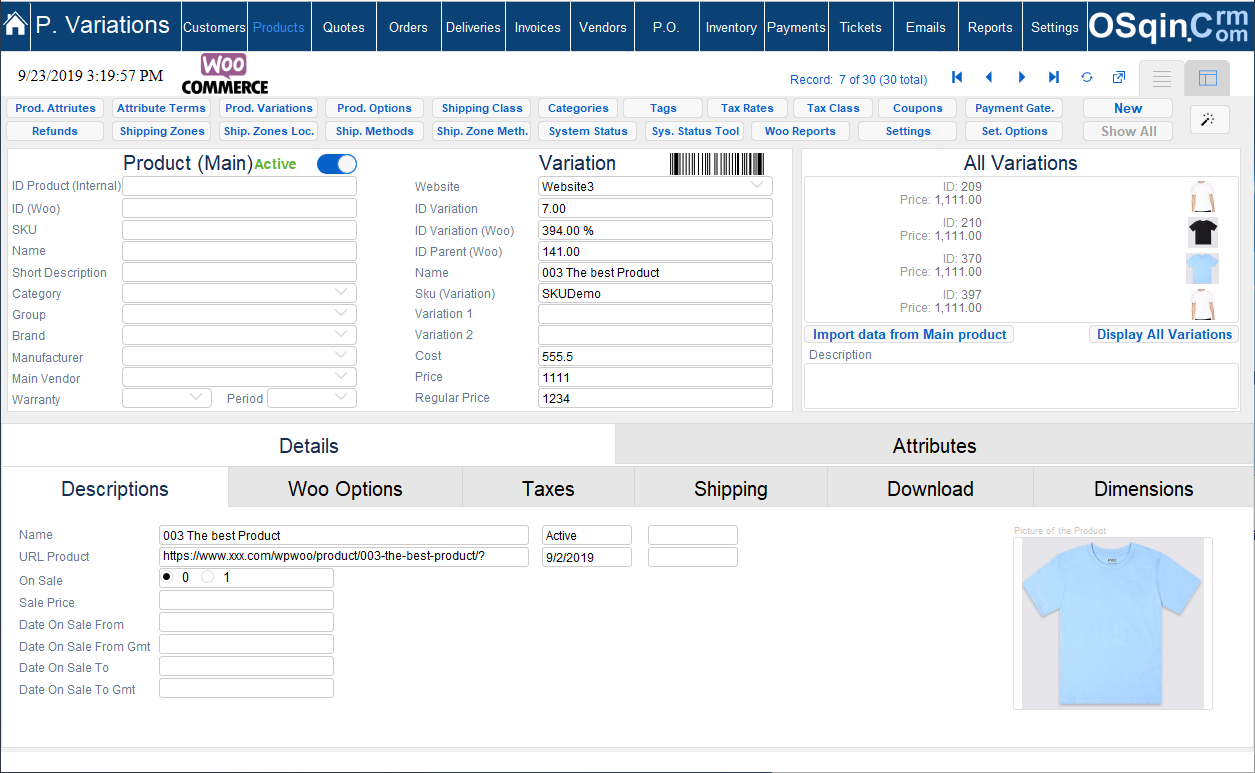 Filemaker WooCommerce Api Variations Filemaker Products