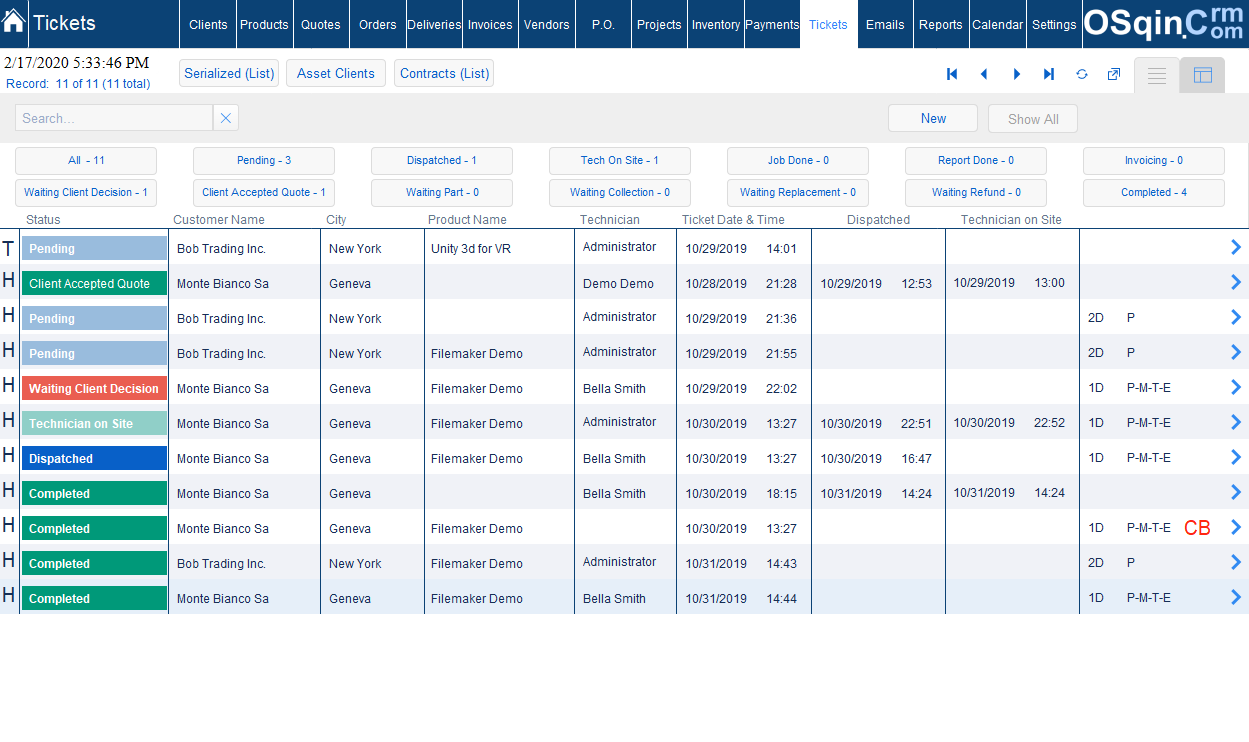OSqin Crm - Filemaker Cmms - Hotline Call Dispatch CMMS Hotline Software