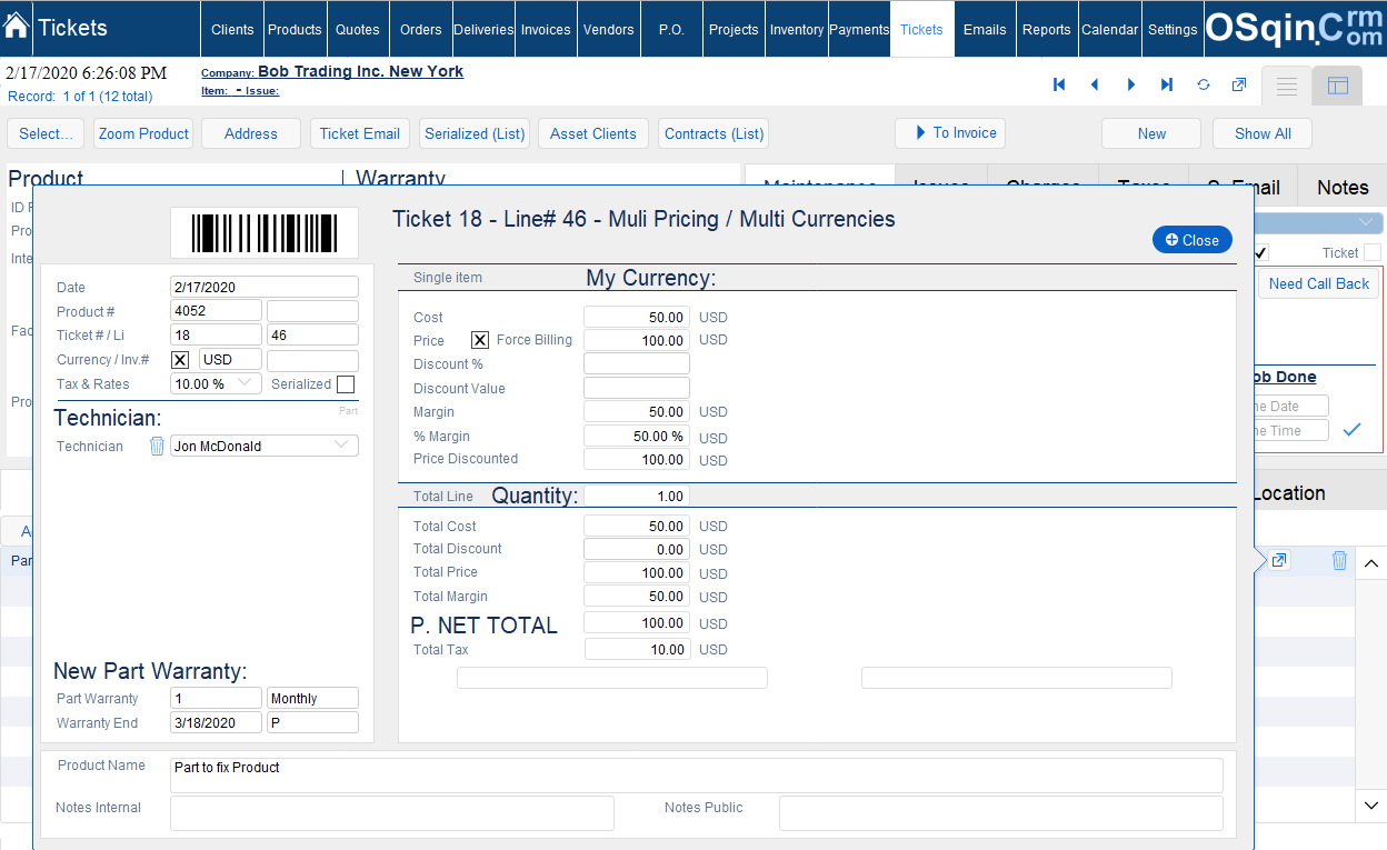 OSqin Crm - Filemaker Cmms - Technician Report CMMS Report