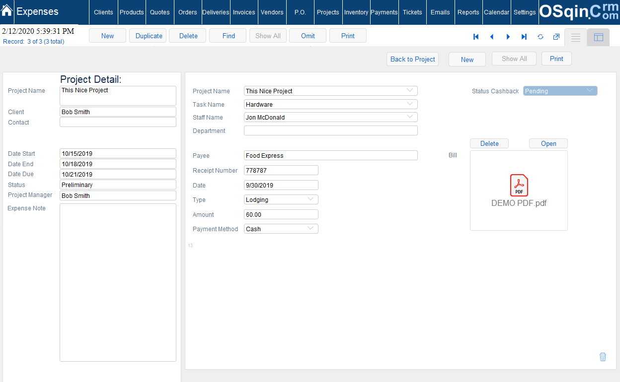 Filemaker Expenses Management