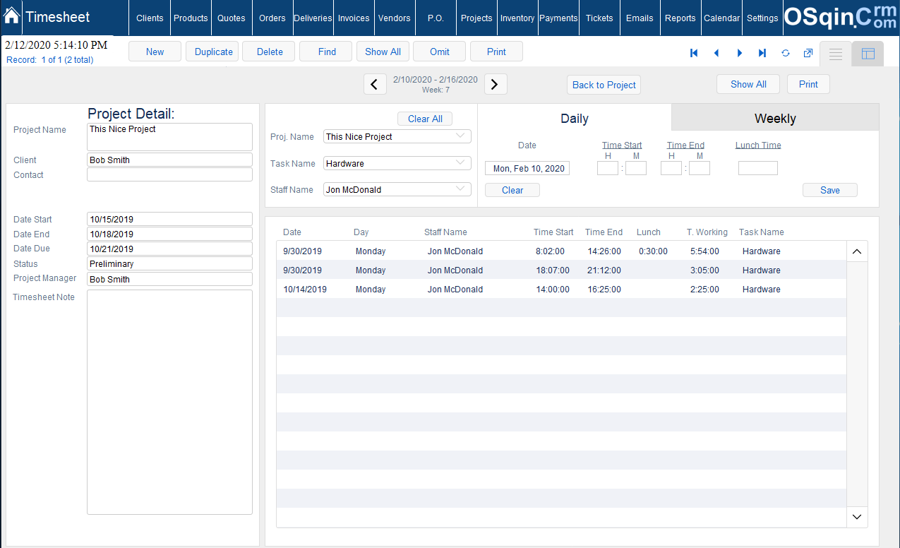 Filemaker Timesheet Database