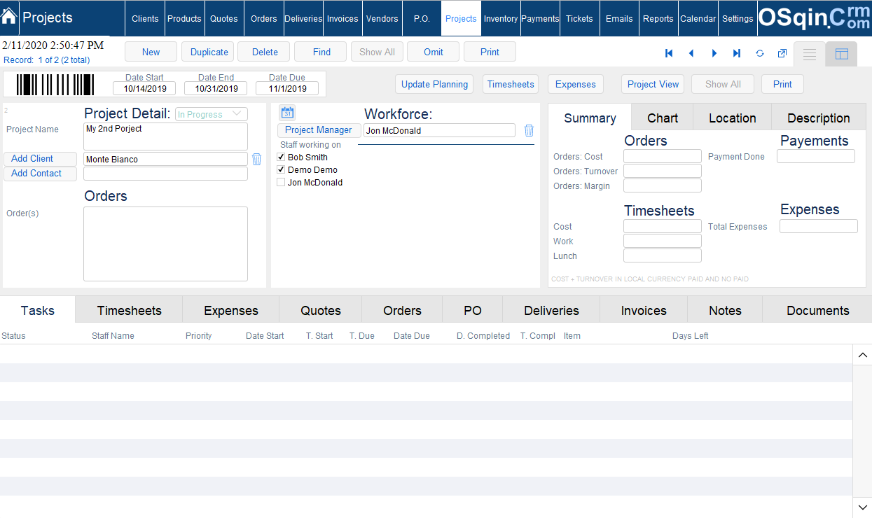 filemaker project tracking